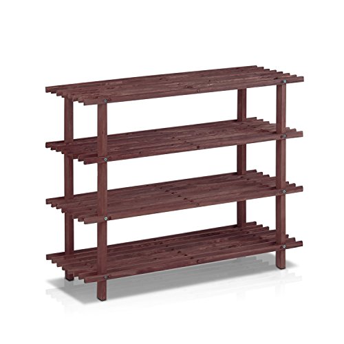 Furinno Pine Solid Wood 4-Tier Shoe Rack, Espresso