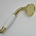 HOMEDEC Traditional Telephone Style Brass Handheld Showerhead with 59inch Hose Gold Finish - Antique Shower Head Replacement No Wand Holder, Vintage Hand Shower Spray with Ceramic Handle