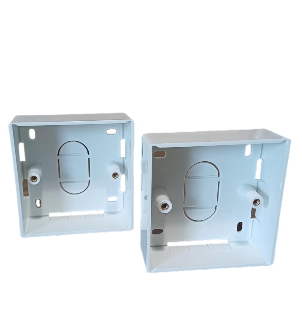 1 Gang 32mm Surface Mounted Electrical Pattress Box, Wall Mounted Outlet Box for RJ-45, USB, Audio/Video, White (2 Pack)