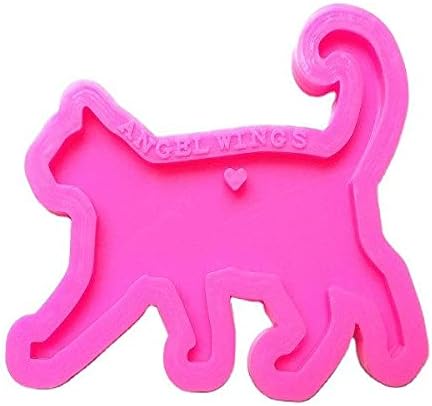 Mixed Media - Shiny Walking Cat Shape Keychain Necklace Silicone Mold with Hole for DIY Craft Decoration Pendant Earrings Epoxy Desserts Fondant Mold Luggage Tag Candy Trinket Crystal