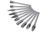   HOMEIDOL 10pcs 1/8 inches Double Cut Tungsten Carbide Rotary Files Diamond Burrs Set Fits Dremel Rotary Tool for Grinder Drill, DIY Wood-working Carving, Metal Polishing, Engraving, Drilling