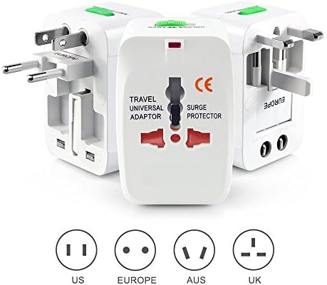 Travel Adapter Plug, atongm Universal World Wide Travel Charger Adapter Plug for USA EU UK AUS Plug (White)