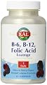 KAL B-6, B-12 Folic Acid Lozenge, 50 mg/400 mcg/400 mcg, 60 Count