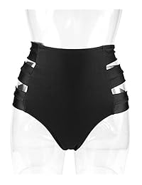 Cocoship pantaletas de bikini, fruncido en la parte posterior, cintura alta, tiras a los costados, para dama (FBA)