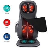 Naipo Shiatsu Neck Back Massager with Heat, Adjustable Full Back Kneading Shiatsu or Rolling Massage Chair Massage Chair Pad for Neck Back Hip, Relieve Muscle Pain for Back Shoulder