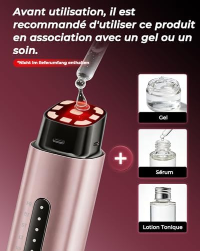 Appareil Visage Radiofréquence Beauté Massage 5-en-1,EMS & Luminothérapie 5 LED,Soins du Visage Professionnels pour le visage et le cou:atténue les rides et ridules,raffermit et lisse la peau(Or Rose)