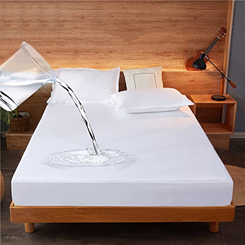 Single Waterproof Mattress Protector Fitted Mattress Cover Single Bed Protective Sheet Breathable Mattress Protection Cover Washable 30cm Deep Fitted (Single 90x200cm)