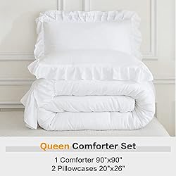 Andency White Comforter Set Queen Size, Lightweight