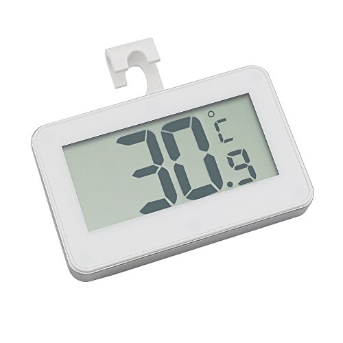 Maison-Market Digital Refrigerator Freezer Room Thermometer Magnet Back and Stand Hook, White