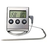Digital Meat Thermometer Instant Read For Food Meat Grill Smoker BBQ Oven Cooking Kitichen Clock Timer Stainless Steel Probe Magnetic