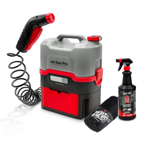 Errecom Cleaning Kit for Bikes: JET GUN PRO+ Portable High Pressure Cleaner with 8 L Water Tank, BKR 1101 Bike Cleaner 1 L Spray Bottle, Protective Bike Cover for Transport and Storage