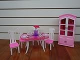 My Fancy Life Dollhouse Furniture - Dinning Room with 4 Chairs and Cabinet