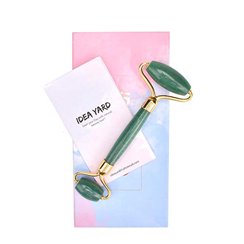 Jade Roller-Dredges Meridians - Releases Facial Tension-Noiseless-Face Massager for Wrinkles-100% Real Natural Jade Stone, ideayard(Dongling)