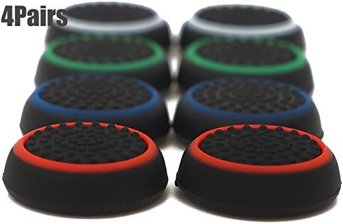 4Pairs Silicone Analog Thumb Grip Stick Cover Game Remote Joystick Thumbstick Cap for Xbox ONE/XBO ONE Slim/Xbox ONE Elite/Xbox ONE X/Xbox 360/ PS2/ PS3/ PS4/ PS4 Slim/ PS4 PRO/Nintend Switch PRO