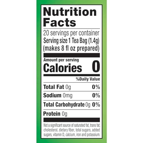 LIPTON PEACH GREEN TEA BAGS, FLAVORED, UNSWEETENED TEABAGS FOR HOT TEA OR PEACH ICED TEA WITH CAFFEINE AND FLAVONOIDS, 20 TOTAL TEA BAGS