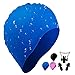 i-Summer Lightweight, Non-Toxic, Flexible and Resilient Silicone Swimming Cap Suitable for All Ages and All Hair Lengths, Also Comes with Nose Clip and Ear Plugs