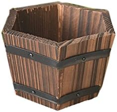 AODEW Wooden Flowerpots Garden Planter Plants Barrels Flower Pot, Vintage Flower Pots, Rustic Barrel for Plants, Decorative