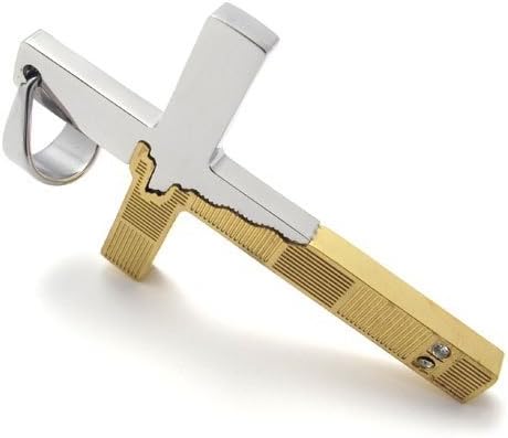 Rainy Jewel 316L Stainless Steel Necklace Gold Silver Cross Like Damaged Wall Pendant Necklaces 6