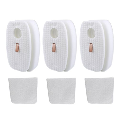 3-Pack Replacement Rocket DuoClean for Shark HV380, HV380W, HV381, HV382, HV383, HV384Q Filter Set,6 pre-filters (3Foam+3Felt) and 3 post-filters, Compare to Shark Part# XFFH380 XPSTFH380, Aunifun