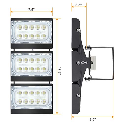 LED Flood Light, STASUN 150W 13500lm Dusk to Dawn Security Lights with 330°Wide Lighting Area (Photocell Included), 6000K Daylight, OSRAM LED Chips, Waterproof, Great for Yard, Street, Parking Lot - Thumbnail 5