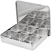 Xarra - Japanese Mini Container, Stainless Steel Yakumi Mise En Place Box, Multi Compartment Set For Food, Herbs, Seasoning and Spices (6 Compartment)