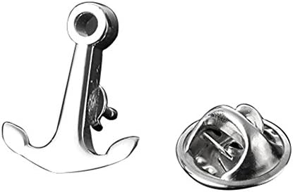 MGStyle Lapel Pin Brooch Boutonniere For Men - Anchor - Silver Tone - Alloy with Deluxe Gift Box