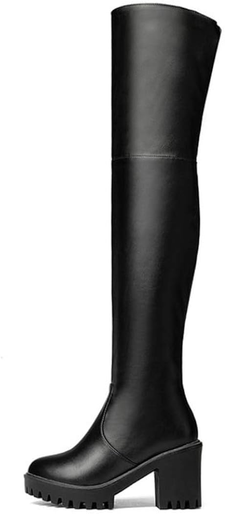 womens over the knee thigh high chunky platform block heel boots
