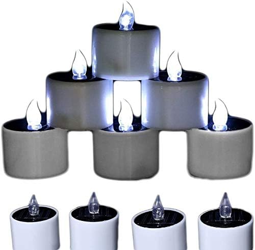 YPCOO 6 Pieces Halloween Decor Solar Candles Tea Lights,Romantic LED Flameless Candles, Solar Power LED Tea Light Candles Nightlight for Halloween Decoration