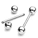Jovivi 8pc 14G Mix-Color Stainless Steel 6MM Ball Straight Barbell Tongue Rings Bars Piercing 5/8