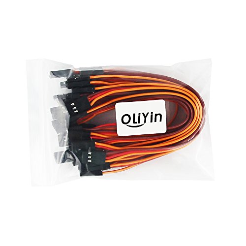 OliYin 20pcs 5.90inch 15cm 150mm Male to Male Lead Plug Servo Extension Wire Cable Line RC Model Aircraft Stranded 22awg 60 Cores Futaba JR