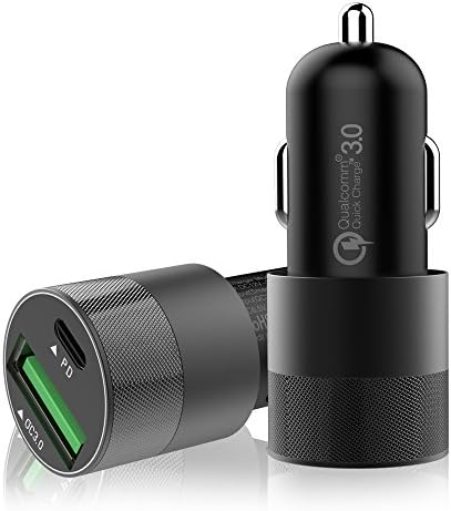 USB PD Car Charger, Ofspower Dual USB QC 3.0 Fast Car Charger with Power Delivery and Quick Charge for iPhone X, 8 , 8plus, Galaxy S8, Note 8 and More
