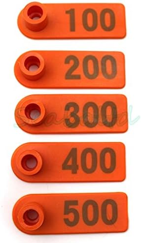 Ear Tag Plastic Livestock Tag For Goat Sheep Pig Cow Number 1-500 (orange)