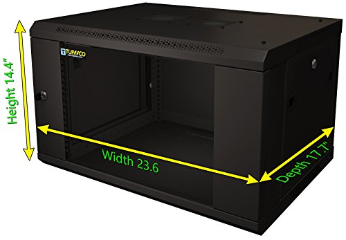 Server Rack Cabinet - 6U 19" - Tupavco TP1516 - Floor/Wall Mount Network IT Computer Electronics Media Equipment Storage Rackmount Enclosure with Glass Door and Sides Lock, Vent Fans; 17.7 inch deep