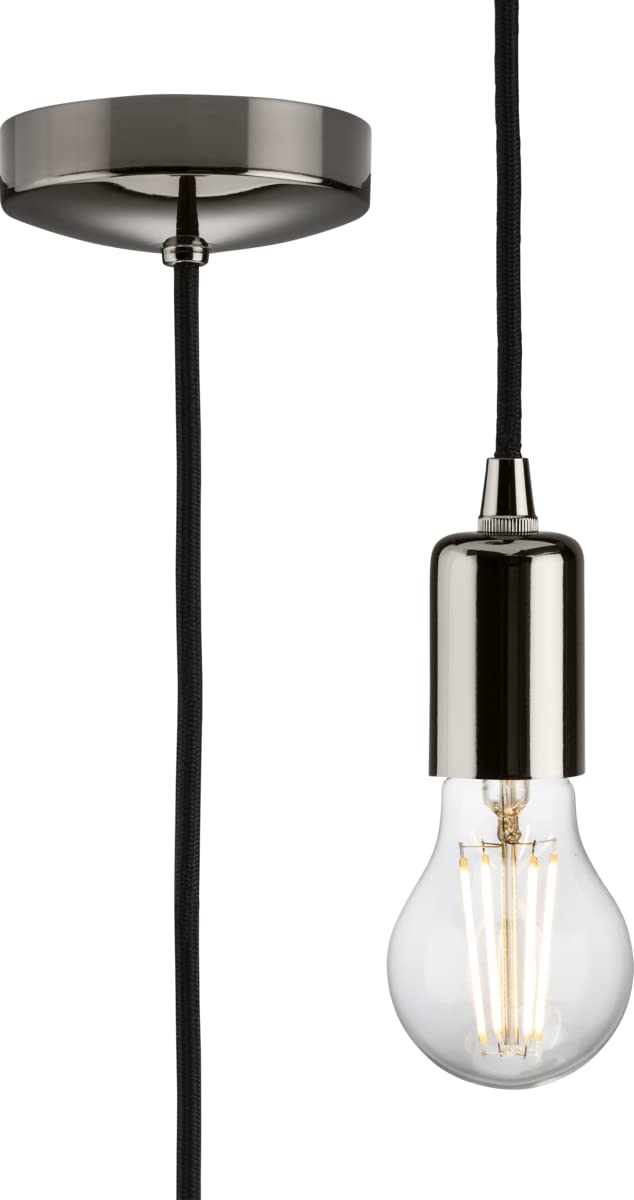 Knightsbridge 1.8m E27 Contemporary Pendant Set - Black Nickel, (8270L)