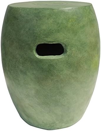 Outdoor Interiors Z32246VG Fiber Concrete Garden Stool in Verdigris Green