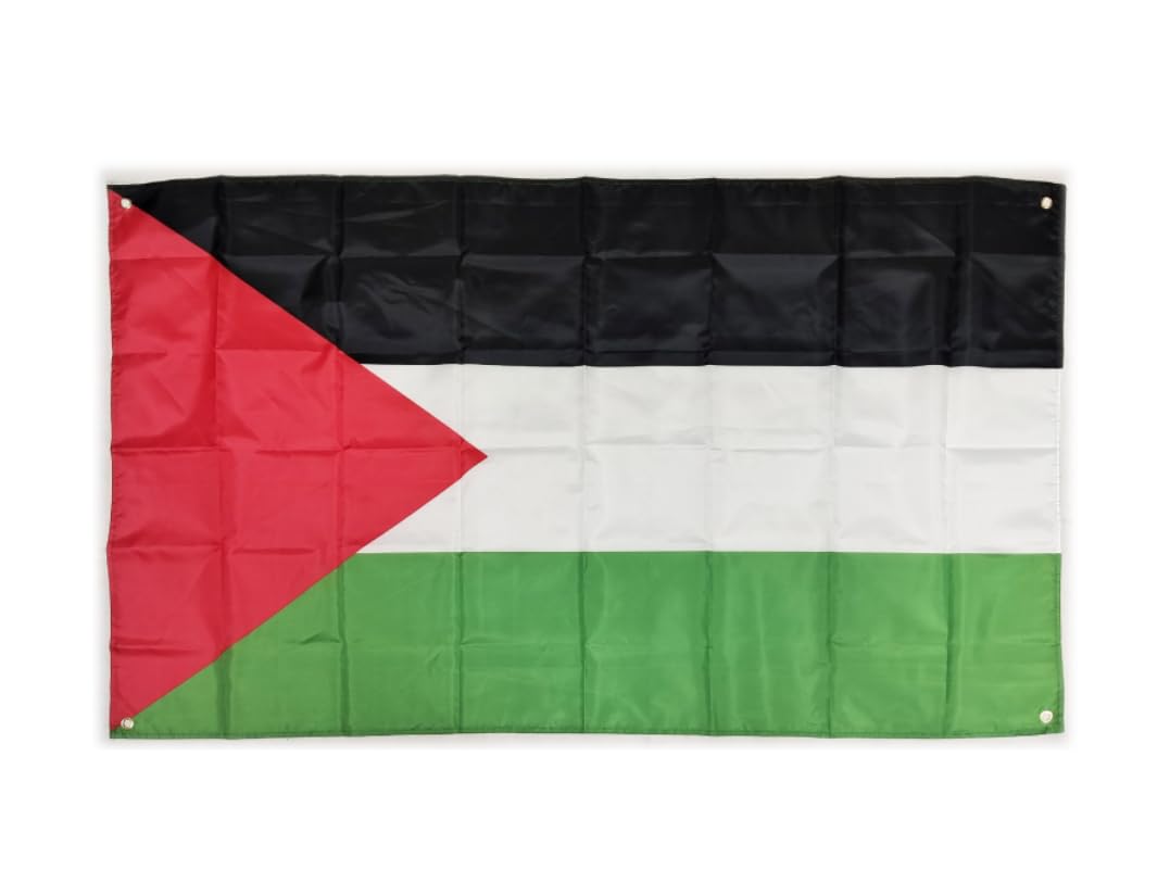 Palestine Flag, Large, 150 x 90 cm, Palestine Flag for Balcony with 4 Eyelets and 4 Cable Ties (Palestine)