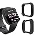 Landhoo Clear Case for Fitbit Versa 2 Screen Protector Covers Accessories,Hard Bling PC HD PMMA Tempered Glass Protective Bumper Frame for Women Watch.