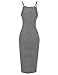 Made by Emma Stripe Crew Neck Spaghetti Strap Body-Con Midi Dress Hgray Black M