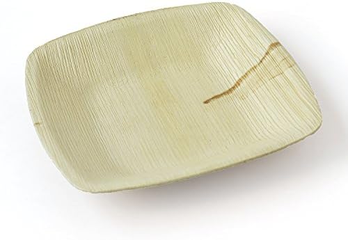 Leaftrend: Eco-friendly Disposable Palm Leaf Plates, Wedding and Party Plates, 6.5 Inch Square Plate - 25 Pcs