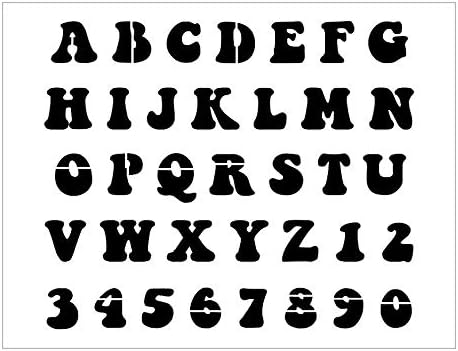 Mixed Media - GROOVY TIME Alphabet Stencil 1 Inch ABCs 60's 70's Letters Font Capital Uppercase Sheet S563