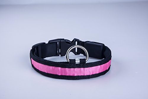 Keep Pets Safe and Visible LED Dog Collar ,Barriers,Durable &amp; Washable, Available in 3 Colors &amp; 4 sizes (L, Pink)