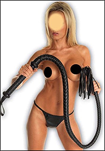 Sexy Girl Faux Leather Whips, Rivets for Sex Spanking, SM and Fetish, Bondage Restraint Costume kit, Flogger for Sex Play (Black)
