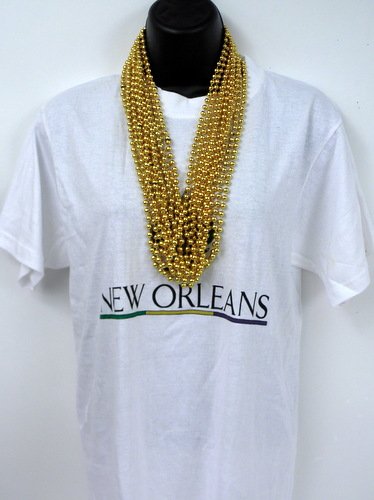 Mardi Gras Spot 33 inch 07mm Round Metallic Gold Mardi Gras Beads - 6 Dozen (72 necklaces) - //coolthings.us