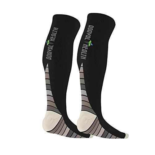 Compression Socks Knee Highs Graduated Support Athletic Running Pregnancy Health Nurses Travel Shin Splints Fitness Cardio Arthritis Cross-Fit Cycling, Compression Socks Men (L/XL, Black/Gray)