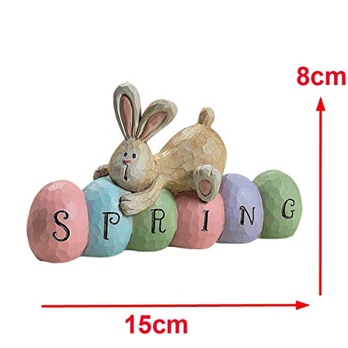 Koolee Spring Easter Bunny Figurine Decor, Easter Rabbit Figurine Statue Easter Bunnies Table Centerpiece Tabletopper Easter Decorations,Cute Craft Rabbits Egg Tabletop Decors