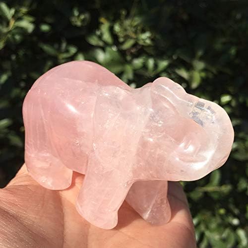 Rose Elephant Quartz Crystal Figurine Statue,Natural Healing Crystal Carved Gemstone Stone,Pink Pocket Sculpture Fluorite Stone