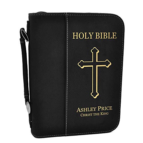 Custom Bible Cover | Holy Bible Cover with Cross | Personalized - Black