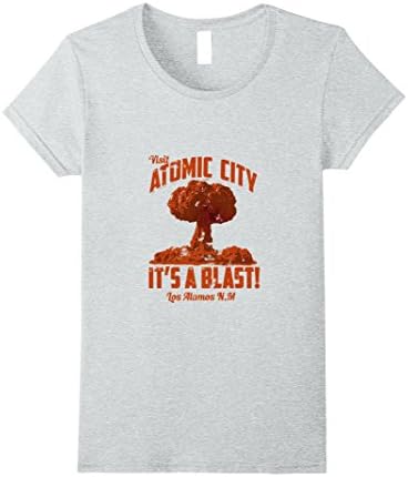 Womens Atomic City, It's a blast T-Shirt. Retro nuclear cloud tee Large Heather Grey
