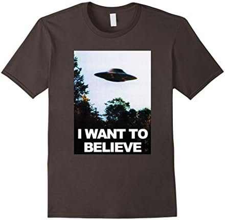 Mens UFO Shirt - I Want To Believe Alien UFO Tee Shirt 2017 2XL Asphalt