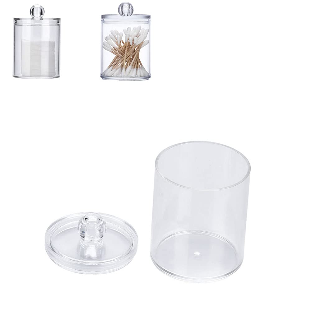 Brrnoo Cotton Pad Holder, Transparent Acrylic Makeup Canister Jar for Cotton Pads, Buds, Balls & Swabs
